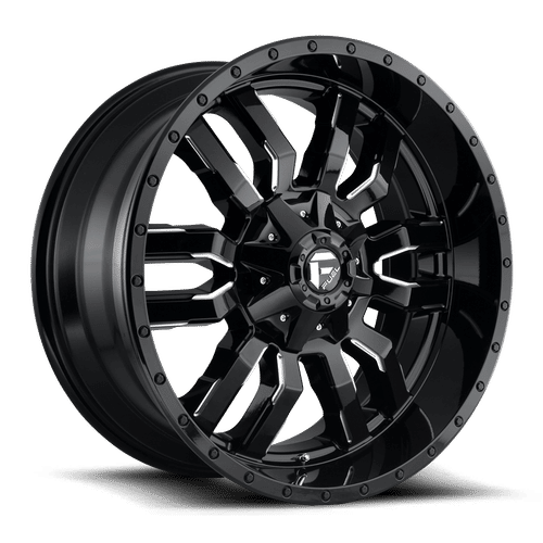 D59520909857 - Fuel Off-Road D595 Sledge 20X9 6X135 / 6X139.7 ET 20mm Gloss Black Milled - Fuel Off-Road Wheels Canada
