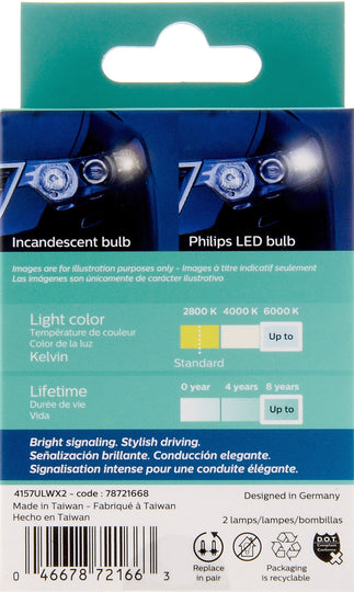 4157WLED Philips Ultinon LED 4157WLED - Ultinon LED - White Philips Bulbs