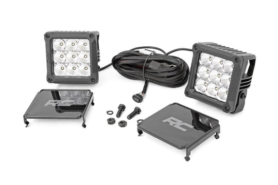 70905DRL Chrome Series LED Light Pair - 4 Inch - Square - White DRL Rough Country Canada