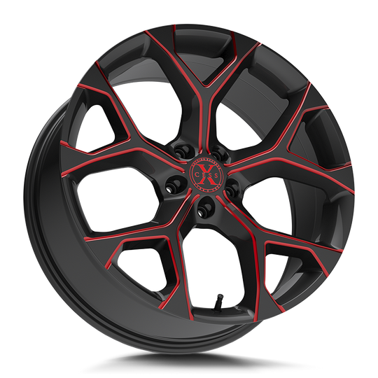 X0588552035GBMLR - Xcess X05 5 Flake 18X8.5 5X120 35mm Gloss Black Candy Red Milled - Xcess Wheels Canada