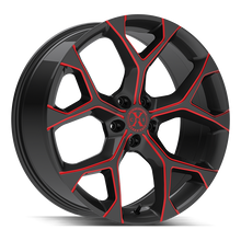 Load image into Gallery viewer, X0588552035GBMLR - Xcess X05 5 Flake 18X8.5 5X120 35mm Gloss Black Candy Red Milled - Xcess Wheels Canada