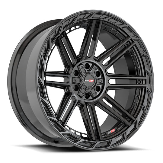 501201043-18GB - Vortek VRP-501 20X10 5X127 / 5X139.7 -18mm Gloss Black - Vortek Wheels Canada