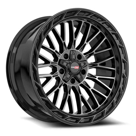 5022094418BDCDT - Vortek VRP-502 20X9 5X150 / 5X139.7 18mm Black Diamond Cut With Dark Tint - Vortek Wheels Canada