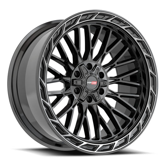 5022095718BDCTR - Vortek VRP-502 20X9 6X135 / 6X139.7 18mm Gloss Black Center & Diamond Cut Ring With Dark Tint - Vortek Wheels Canada