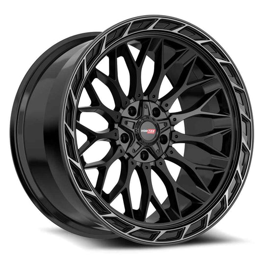503209430BDCTR - Vortek VRP-503 20X9 5X139.7 / 5X127 0mm Gloss Black Center & Diamond Cut Ring With Dark Tint - Vortek Wheels Canada