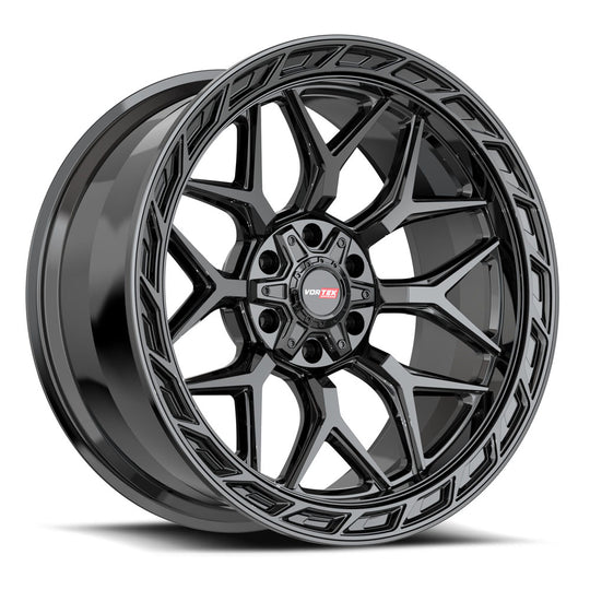 5042095718GB - Vortek VRP-504 20X9 6X135 / 6X139.7 18mm Gloss Black - Vortek Wheels Canada