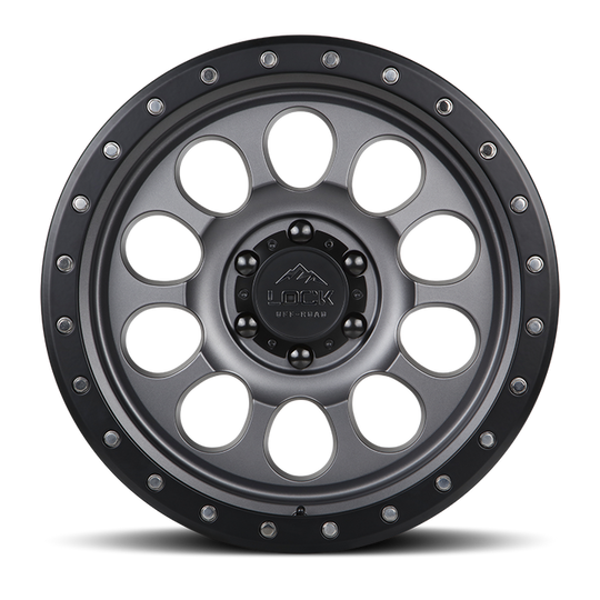 50CAL-7963MGMBR - Lock Offroad 50CAL 17X9 6X135 ET 0mm Matte Grey With Black Ring - Lock Offroad Wheels Canada