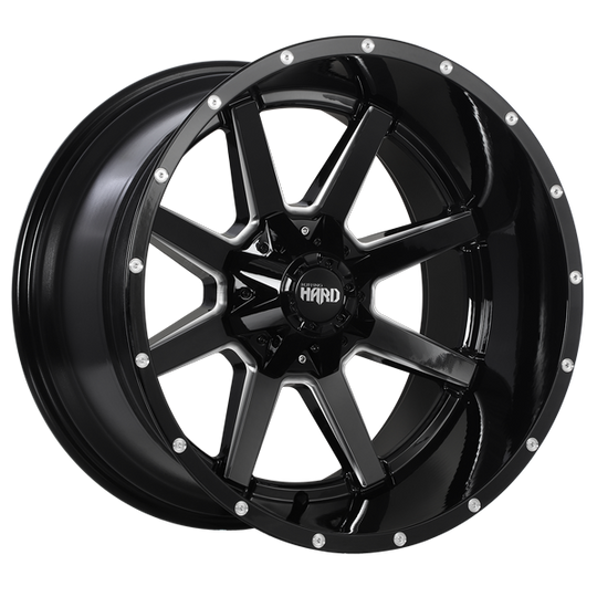 RUF4520001 - Ruffino HARD Jolt 20X12.0 5x139.7 -44mm Gloss Black - Milled Edge - Ruffino HARD Wheels Canada