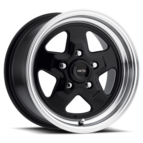 521H5465B-19 - Vision 521 Nitro 15X4 5X114.3 -19mm Gloss Black Machined Lip - Vision Wheels Canada