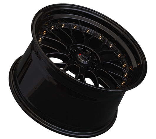 521982420 - XXR 521 19X8.5 5X112 / 5X108 35mm Black / Gold Rivets - XXR Wheels Canada