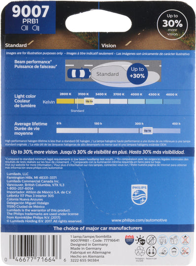9007PRB1 Philips Vision Headlight 9007 - Vision - Single Blister Pack Philips Bulbs