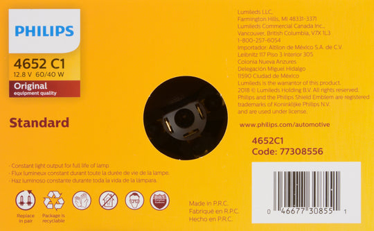 4652C1 Philips Standard Sealed Beam 4652 - Incandescent Sealed Beam - Single Commercial Pack Philips Bulbs