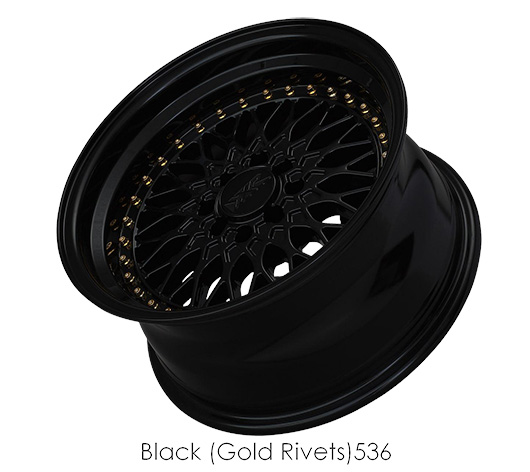 536584620 - XXR 536 15X8 4X100 0mm Black / Gold Rivets - XXR Wheels Canada