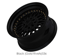 Load image into Gallery viewer, 536584620 - XXR 536 15X8 4X100 0mm Black / Gold Rivets - XXR Wheels Canada