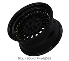 Load image into Gallery viewer, 536680820 - XXR 536 16X8 4X114.3 / 4X100 20mm Black / Gold Rivets - XXR Wheels Canada