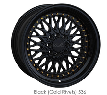 Load image into Gallery viewer, 536791020 - XXR 536 17X9 5X100 / 5X114.3 25mm Black / Gold Rivets - XXR Wheels Canada