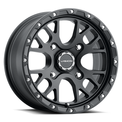 545-147100SB44 - Vision 545 Rocker 14X7 4X100 13mm Satin Black - Vision Wheels Canada