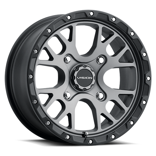 545A147110SGBL54 - Vision 545 Rocker 14X7 4X110 38mm Satin Grey - Vision Wheels Canada