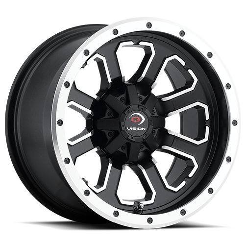 548-148136MBMF4 - Vision 548 Commander 14X8 4X136 -10.2mm Matte Black Machined Face - Vision Wheels Canada