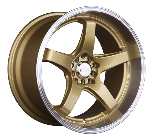 555781071 - XXR 555 17X8 5X100 / 5X114.3 35mm Hyper Gold / Machined Lip - XXR Wheels Canada