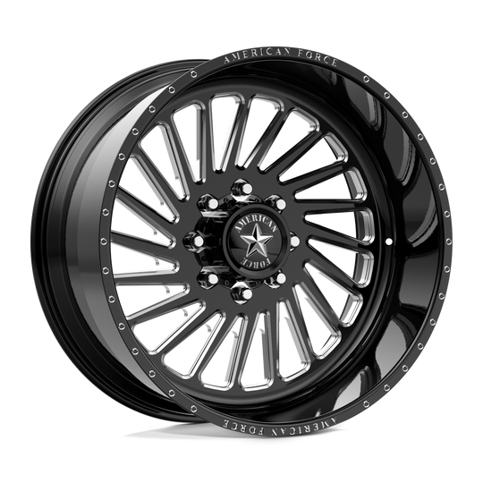 AFTDN02G24-5-21 - American Force AFW Sabre 20X10 8X180 -25mm Gloss Black Mill-Mach - American Force Wheels Canada