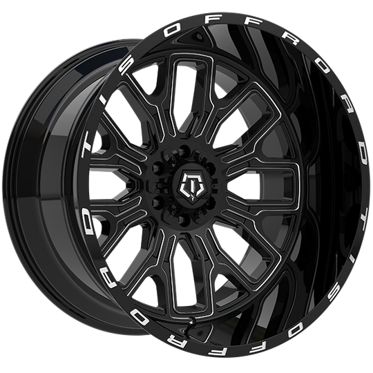560BM-2125244 - TIS Offroad 560BM 20X12 5X139.7 / 5X150 -44 Gloss Black w/Milled Accents & Lip Logo - TIS Offroad Wheels Canada