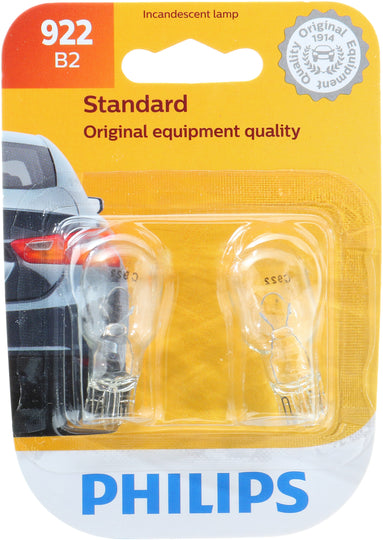 922B2 Philips Standard Miniature 922 - Standard - Twin Blister Pack Philips Bulbs