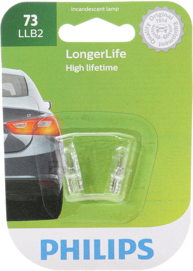 73LLB2 Philips LongerLife Miniature 73LL - LongerLife - Twin Blister Pack Philips Bulbs