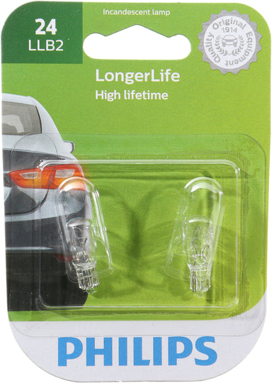 24LLB2 Philips LongerLife Miniature 24LL - LongerLife - Twin Blister Pack Philips Bulbs