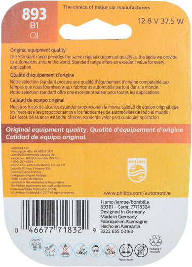 893B1 Philips Standard Fog Light 893 - Standard - Single Blister Pack Philips Bulbs