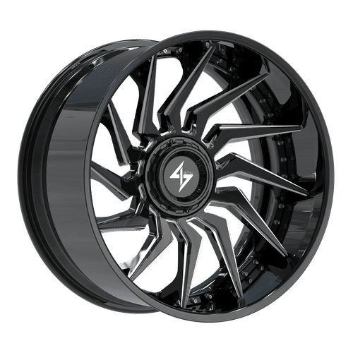 SBFX41221081243 - Sentali Barrel Forged BFX4 22X10 8X170 / 8X165.1 -24mm Gloss Black Lip / Gloss Black Milled Centre - Sentali Barrel Forged Wheels Canada