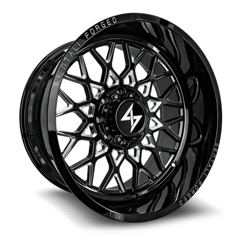 SF528166199BM - Sentali Forged SF5BM 28X16 6X135 ET -99MM Gloss Black Milled - Sentali Forged Wheels Canada