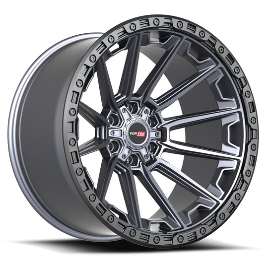 601221257-44MTBR - Vortek VRT-601 22X12 6X135 / 6X139.7 -44mm Titanium - Vortek Wheels Canada
