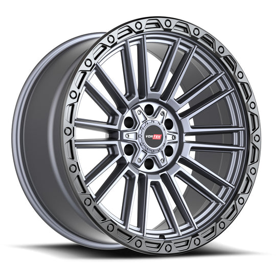 604179640MTBR - Vortek VRT-604 17X9 8X170 / 8X180 0mm Titanium - Vortek Wheels Canada