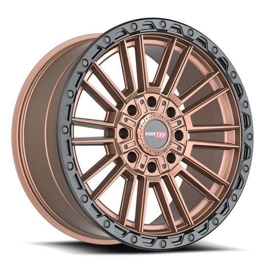 604221063-18MZBR - Vortek VRT-604 22X10 8X170 / 8X165.1 -18mm Matte Bronze With Black Bead Ring - Vortek Wheels Canada