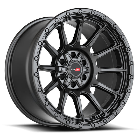 606201057-18MB - Vortek VRT-606 20X10 6X139.7 / 6X135 -18mm Matte Black - Vortek Wheels Canada
