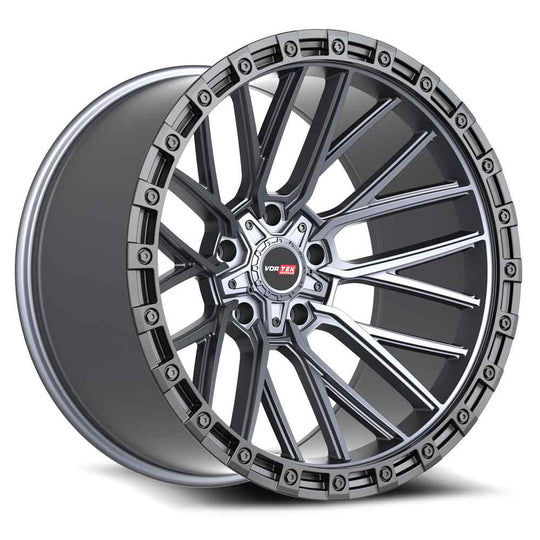 608179430MTBR - Vortek VRT-608 17X9 5X139.7 / 5X127 0mm Titanium - Vortek Wheels Canada