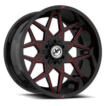 Load image into Gallery viewer, XF-23818904312GBMLR - XF Off-Road XF-238 18X9 5X139.7 / 5X127 12mm Gloss Black Milled Red - XF Off-Road Wheels Canada