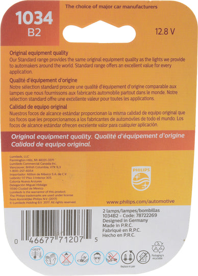 1034B2 Philips Standard Miniature 1034 - Standard - Twin Blister Pack Philips Bulbs
