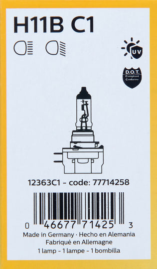 H11BC1 Philips Standard Headlight H11B - Standard - Single Commercial Pack Philips Bulbs