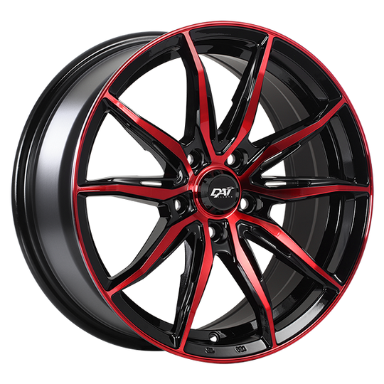 DW11518002 - DAI Wheels Frantic 18X8.0 5x114.3 40mm Gloss Black - Machined Face - Red Face - DAI Wheels Wheels Canada