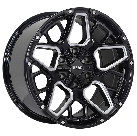RUF4720003 - Ruffino Blast 20X9 6X139.7 / 6X135 20mm Gloss Black - Milled Edge - Ruffino Wheels Canada
