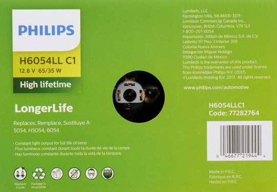 H6054LLC1 Philips LongerLife Sealed Beam H6054LL - LongerLife - Single Commercial Pack Philips Bulbs