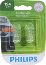 Load image into Gallery viewer, 194LLB2 Philips LongerLife Miniature 194LL - LongerLife - Twin Blister Pack Philips Bulbs