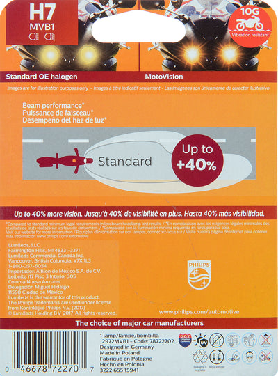 H7MVB1 Philips MotoVision Bulb H7 - MotoVision - Single Special Pack Philips Bulbs