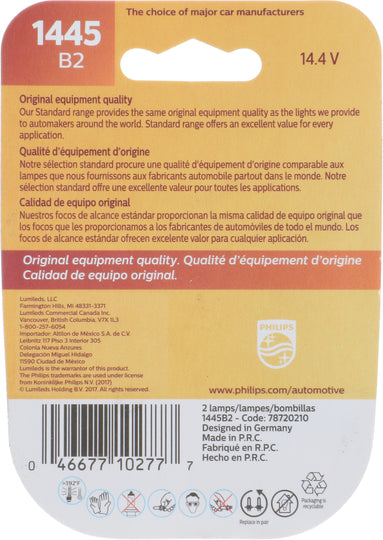 1445B2 Philips Standard Miniature 1445 - Standard - Twin Blister Pack Philips Bulbs