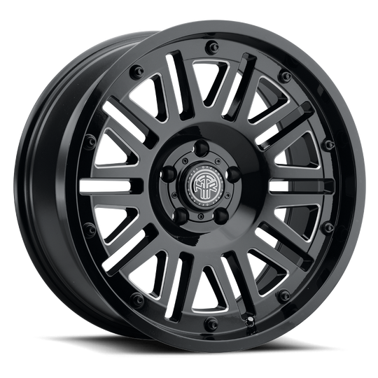 701AD-1890J-12 - Thret Offroad 701 Storm 18X9 5X127 -12mm Gloss Black Milled - Thret Offroad Wheels Canada
