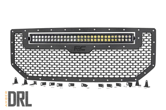 70158BDA Mesh Grille - 30" Dual Row LED - Black - Amber DRL - GMC Sierra 1500 (16-18) Rough Country Canada
