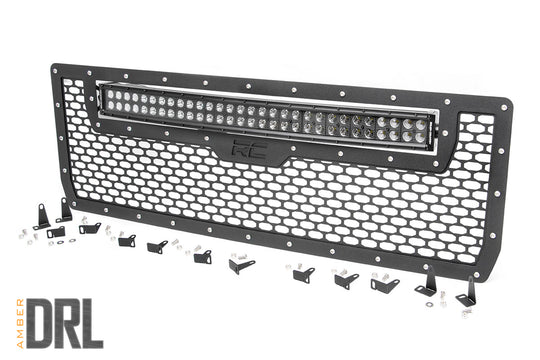 70190BDA Mesh Grille - 30" Dual Row LED - Black - Amber DRL - GMC Sierra 1500 (14-15) Rough Country Canada
