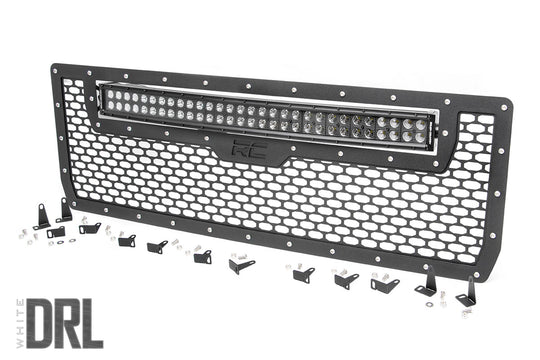 70190DRL Mesh Grille - 30" Dual Row LED - Black - White DRL - GMC Sierra 1500 (14-15) Rough Country Canada